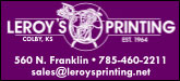 Leroy's Printing & Publishing Sponsorship Banner